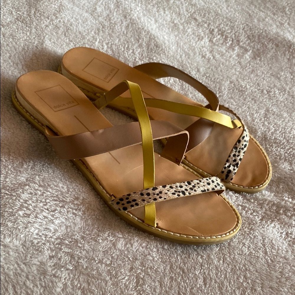 Dolce Vita Leopard and Yellow Sandals 7